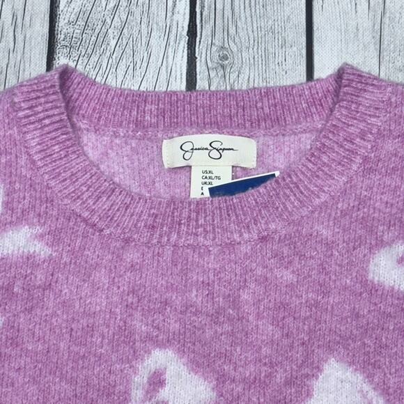 NWT Jessica Simpson Bow Cropped Sweater Size X Large - Picture 2 of 3